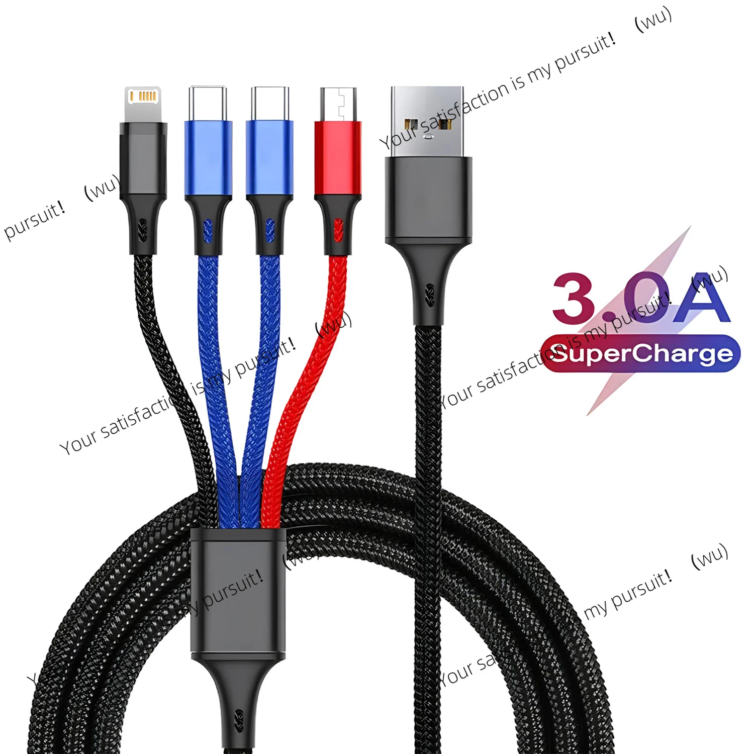 4 in 1 Multi Charger Cable For iPhone 15 14 13Pro Max Mini 3 in 1 Micro USB Type C Fast Charging Cable for Android iPhone Huawei