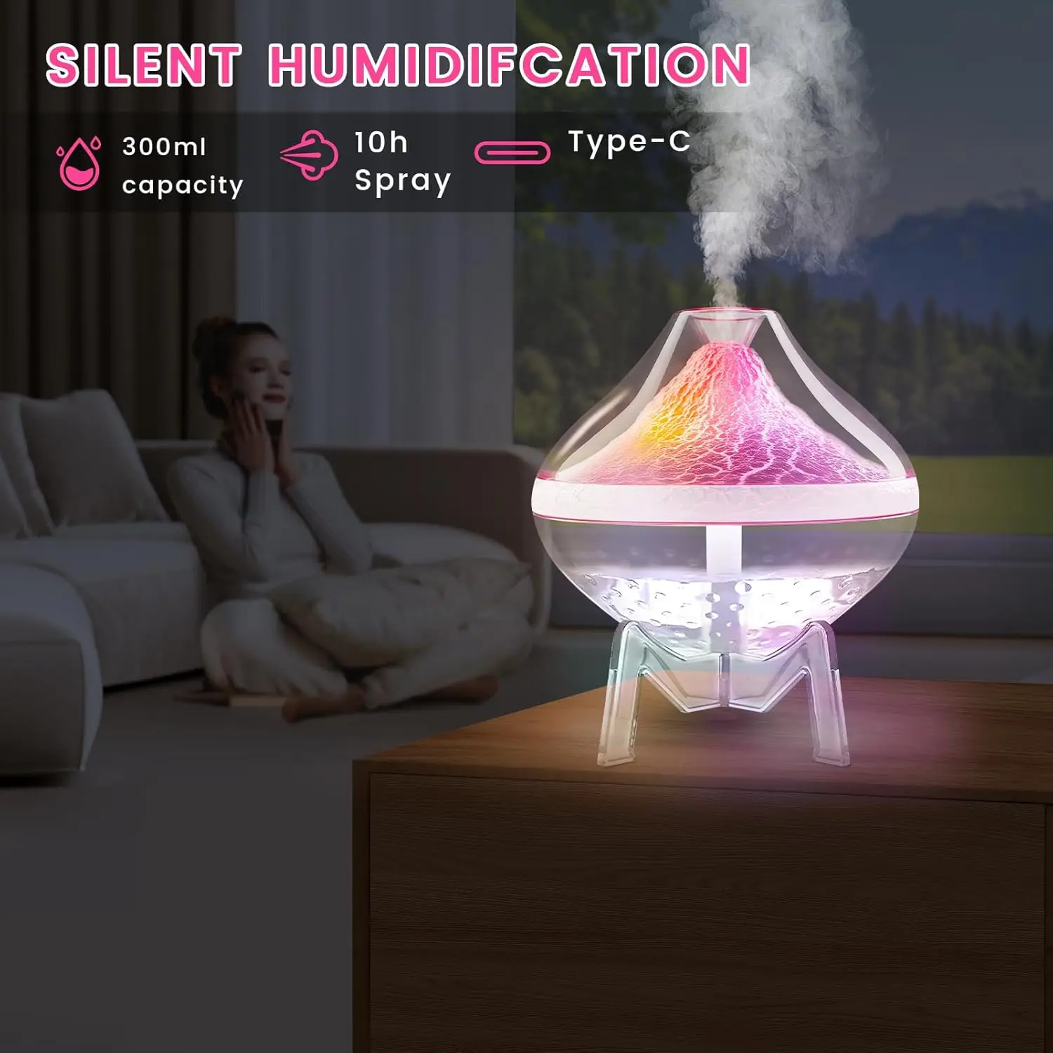 UltraSmall Cool Mist Humidifier with Sensor, Auto Shut Off & LED Light for Bedroom, Baby Room, Office – White