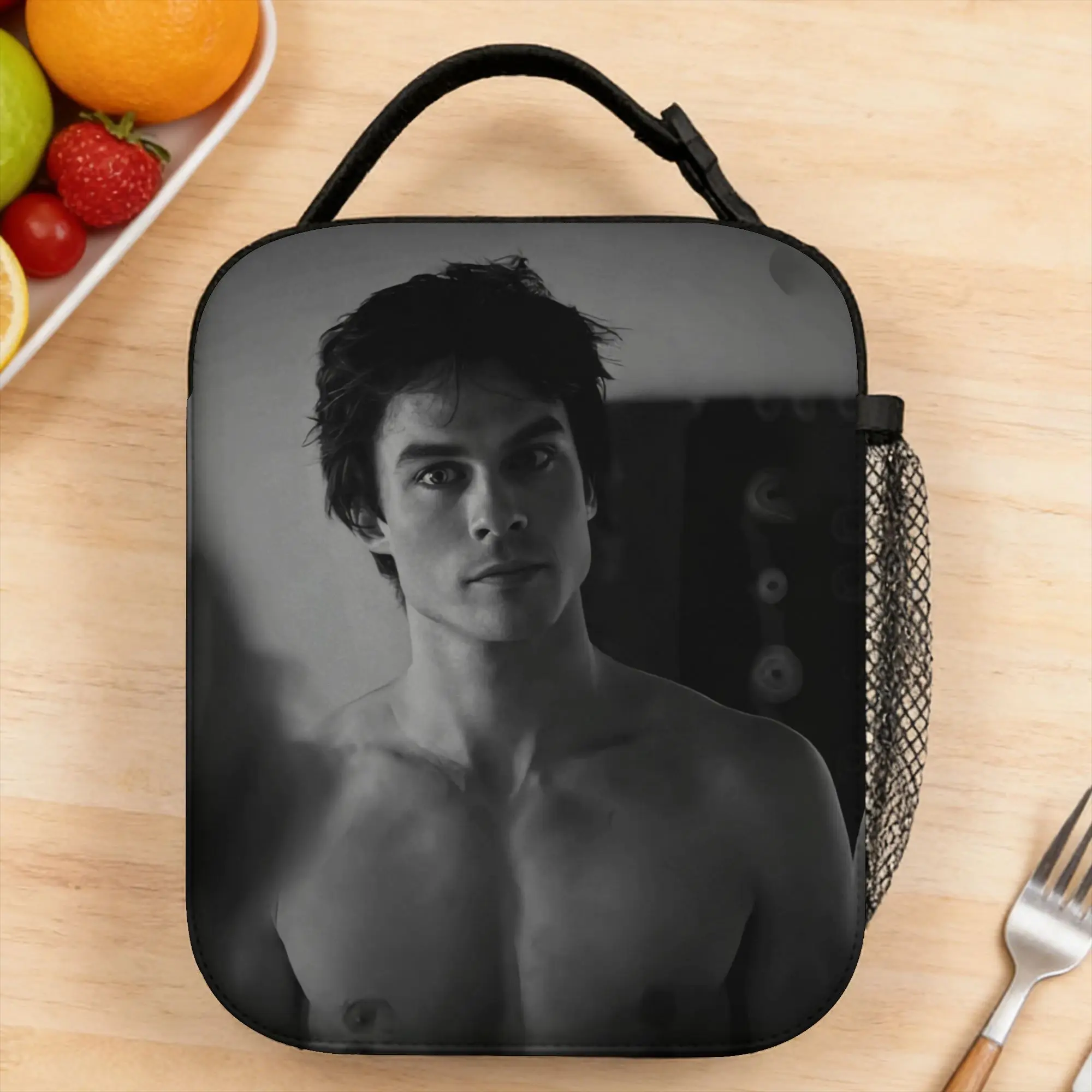 The Vampire Diaries Damon Salvatore TV Series Lunch Bag Fun Travel Lunch Box Designer Convenient Thermal Tote Handbags