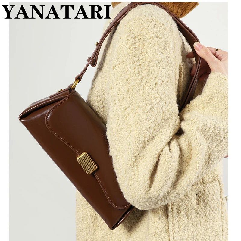 

YANATARI underarm cowhide Genuine leather handbags women vintage shoulder bag female luxury bags womens high quality 2023