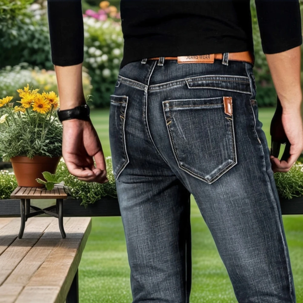 2024 Spring Autum Fall Stretch Men Jeans Business Straight Slim Jeans Men Casual Classic Denim Pants cargo Male y2k streetwear