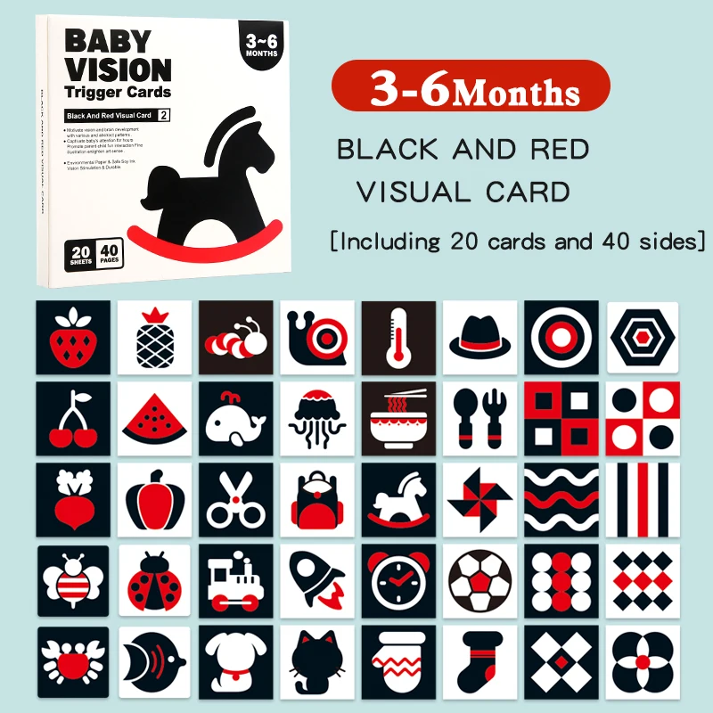 （当時物）Variable Geo High Visual Cards PR08 Baby Visual Stimulation Cards Montessori High Contrast Flash Card