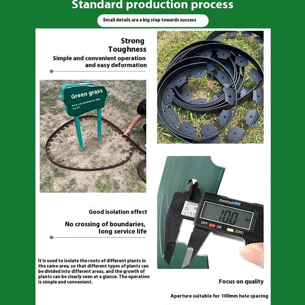 Cerca de borda de gramado de jardim, 10m, com 30 pontas, caminho flexível, cerca de borda de gramado, decoração de jardim de paisagem ao ar livre