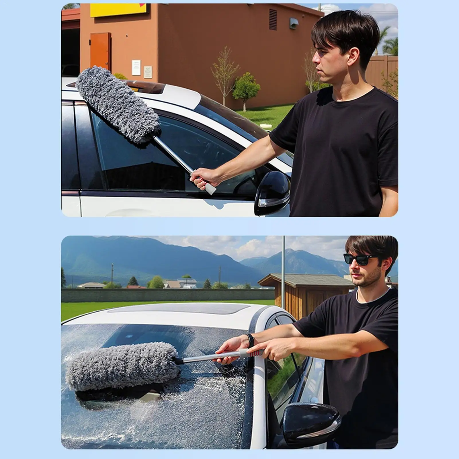 Plumeau extérieur de voiture, extensible, sans rayures, brosse de lavage de voiture pour tableau de bord intérieur et extérieur de camion automobile