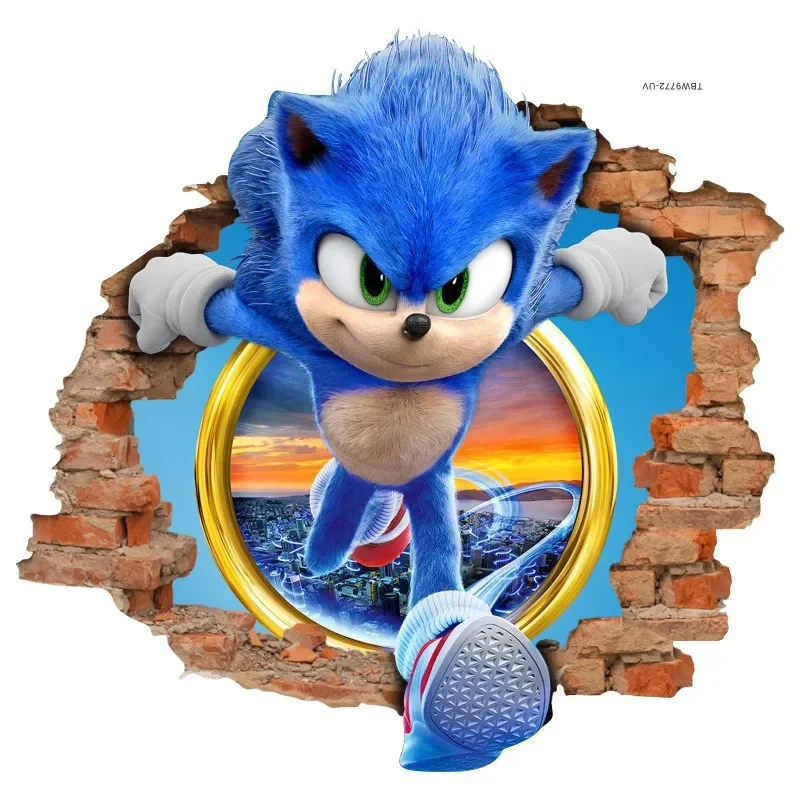 Sonic Cartoon Sticker PVC Wallpaper Game Poster 3D Having A Three-dimensional Sense Cool and Dazzling Originality Anime