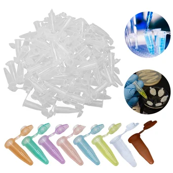 300 Uds ~ 50 Uds. Tubo de ensayo centrífugo de plástico de colores mezclados muestra Vial de 1,5 ml con tapa a presión para uso de muestras para equipos de laboratorio