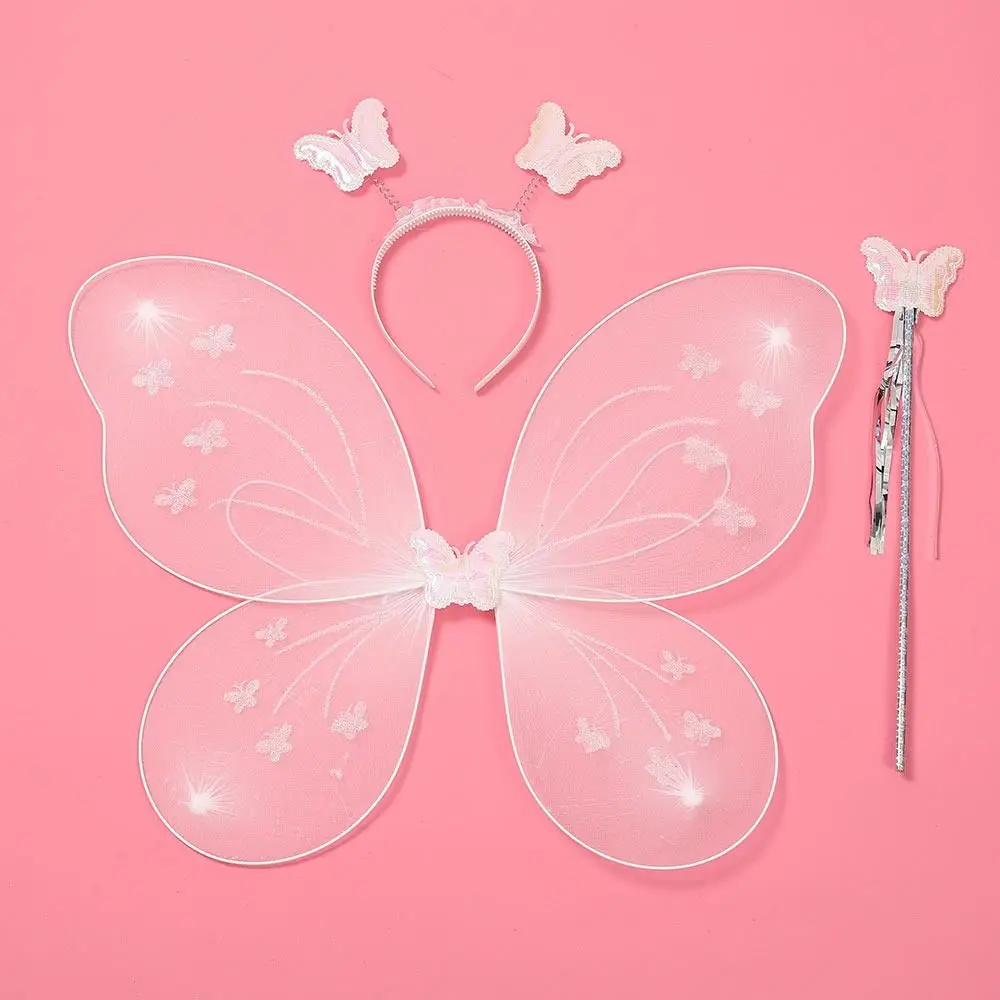Set De 3 Piezas De Alas De Mariposa – Capa Gasa, Máscara Y Diadema, Disfraz Infantil Para Halloween Y Carnaval