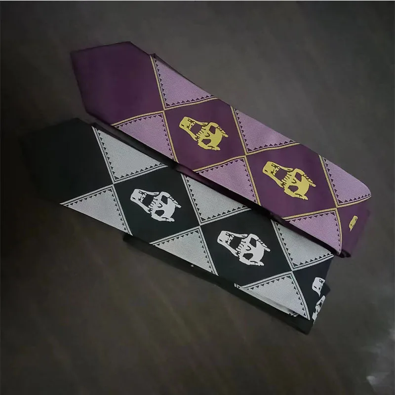 JoJo Tie Kira Yoshikage Neckcloth คอสเพลย์เครื่องแต่งกาย Tie KILLER QUEEN Skull คอสวรรค์ประตูเนคไท
