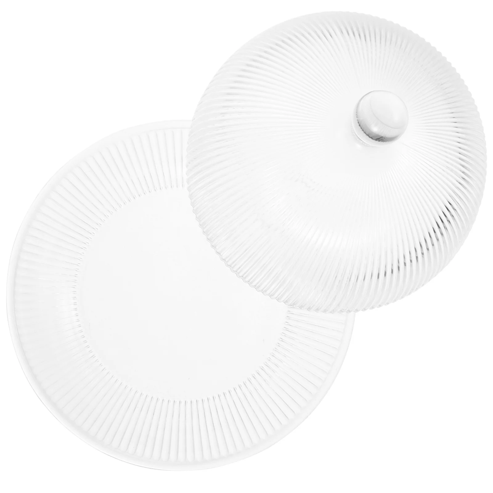 

1Set Glass Cake Dome Cake Plate Clear Dessert Tray Lid Food Cover Display Stand Practical Fresh Storage Glass Domes for Display