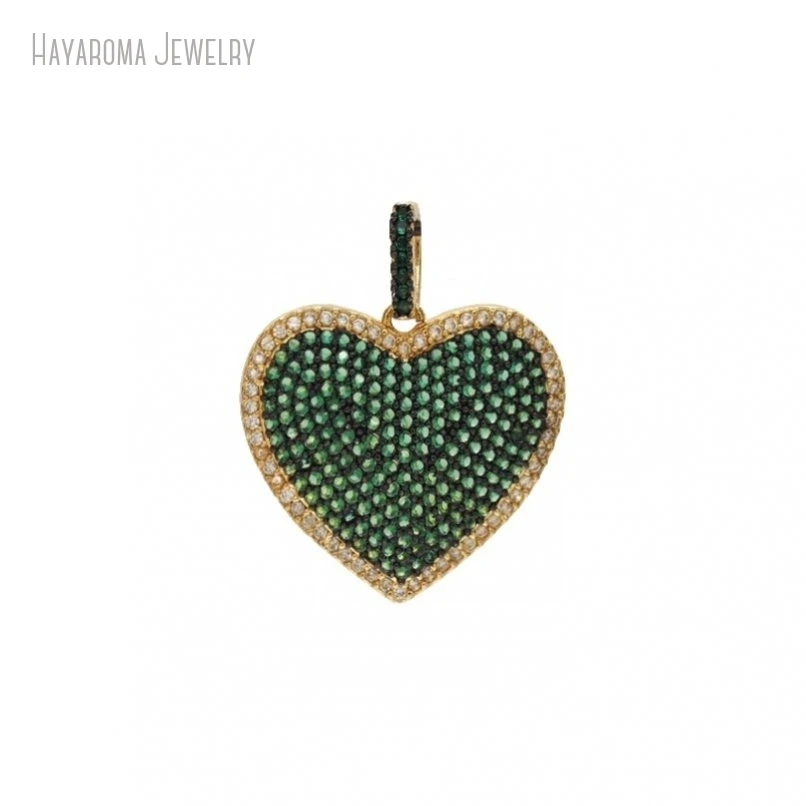 

2Pcs Wholesale Invisible Setting Copper Gold Color Metal Cubic Zirconia Green Gift For Her Jewelry Pendant PM47729