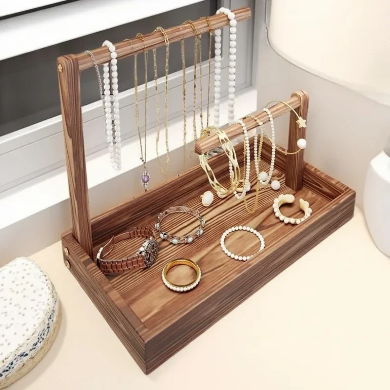 Wooden jewelry stand, luxurious bracelet display stand, vintage women's necklace organizer, desktop decorative jewelry storage s - view 2