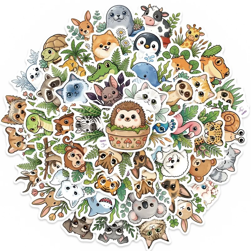 10/30PCS Creativity Animal Plant PVC Adhesive Phone Sticker Aesthetic Color Decoration DIY Laptop Luggage Skateboard