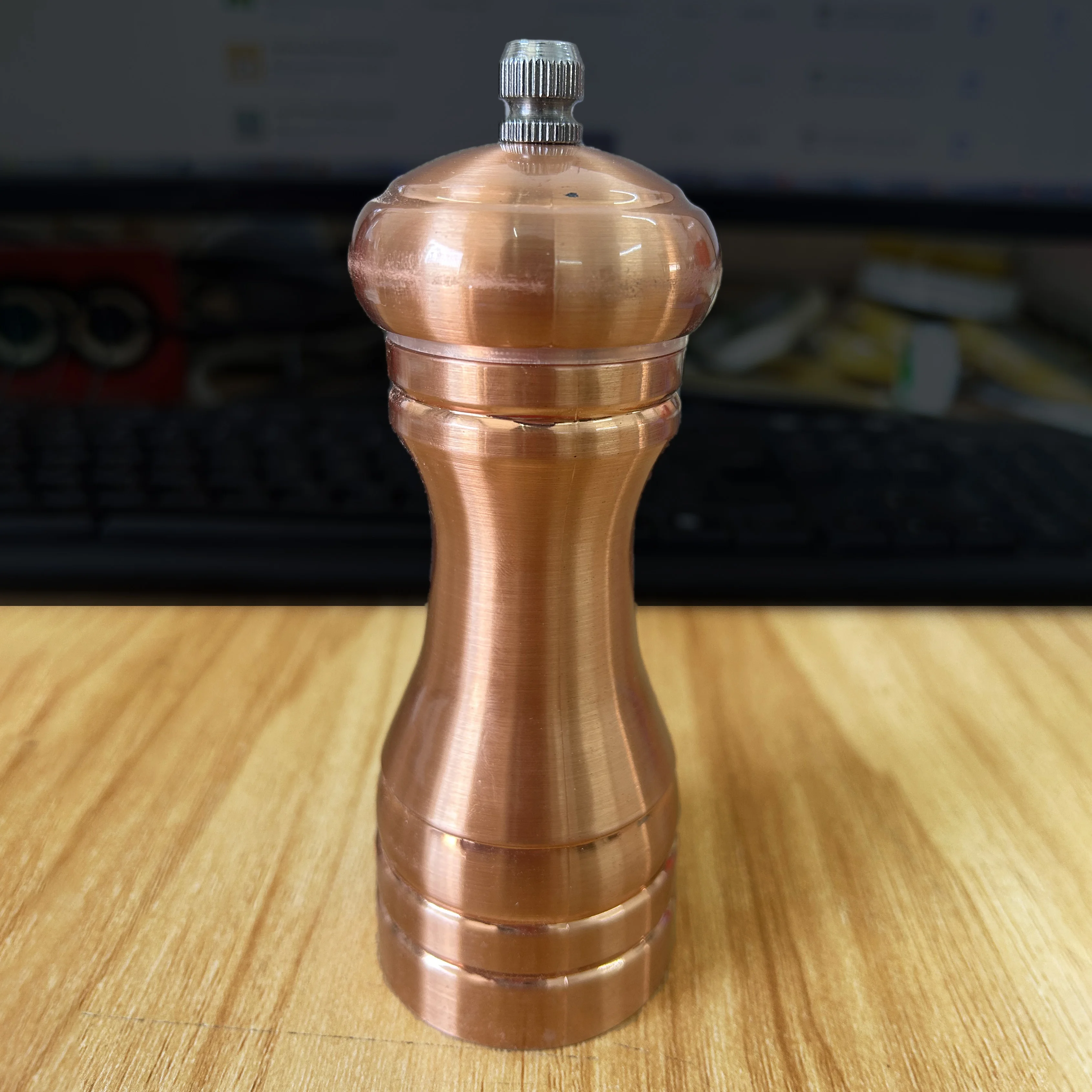 

High end pepper grinder, antique copper colored brushed pepper grinder, manual seasoning bottle