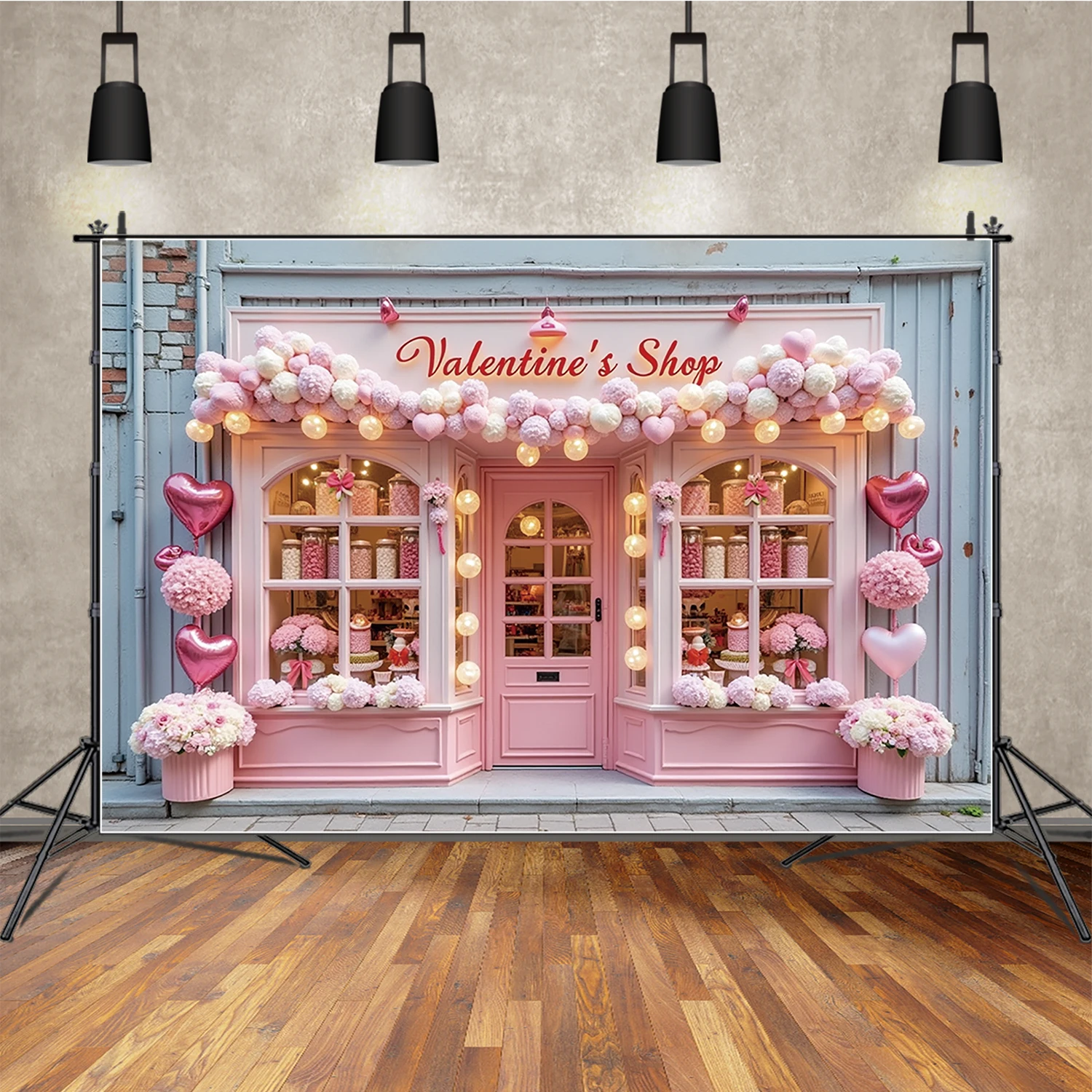 

MOON.QG Women Birthday Photography Background Pink Heart Valentine's Shop Photozone Backdrop Wedding Studio Photobooth Supplies