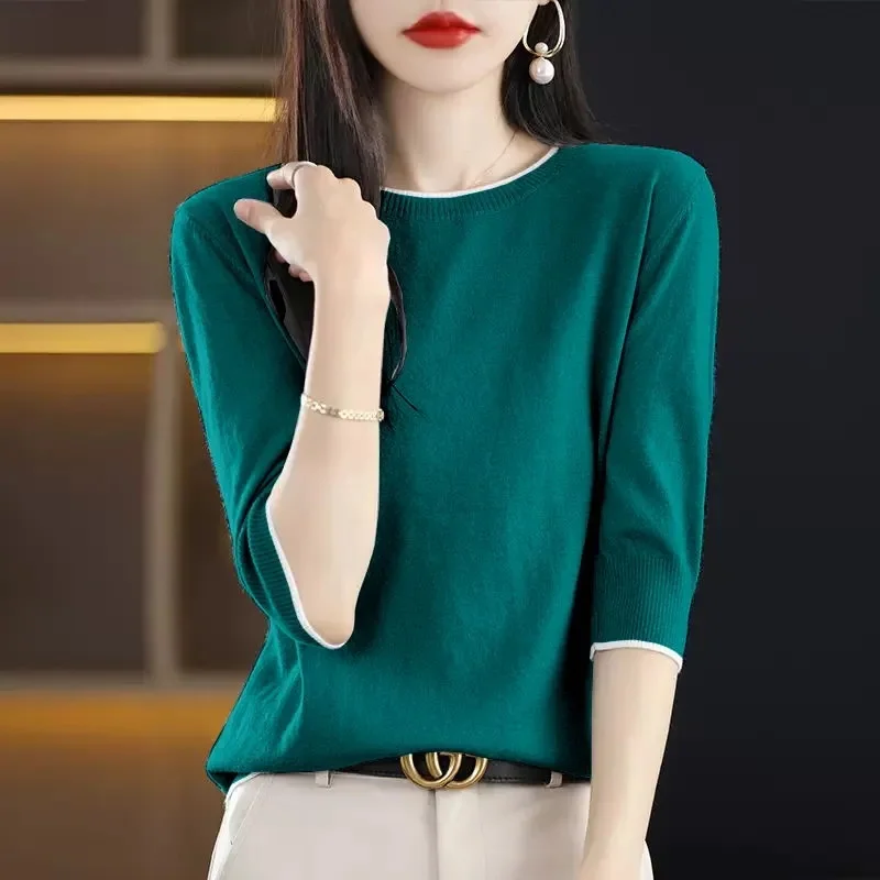 Womens Sweaters Spring Autumn O-neck Knitted Pullovers Loose Bottoming Shirt Cashmere Fashion Jumper Shirt Pull Femme