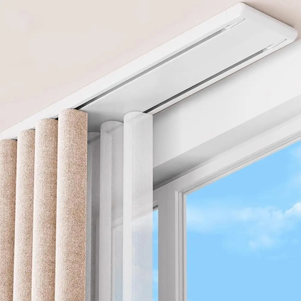 Double Row Ceiling Mounted Heavy Duty Curtain Track System, Sliding Rails, Room Divider, Bedroom Living Room Hospital (Track Shi