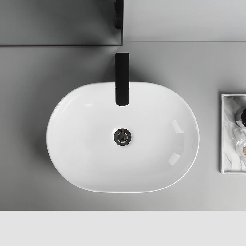 Elegant Ceramic Vessel Sink, Oval Design Ceramic Wash Basin - Ideal for Modern Bathroom Fixtures, Suitable for Dressing Rooms, Vanities, Bathrooms view 4