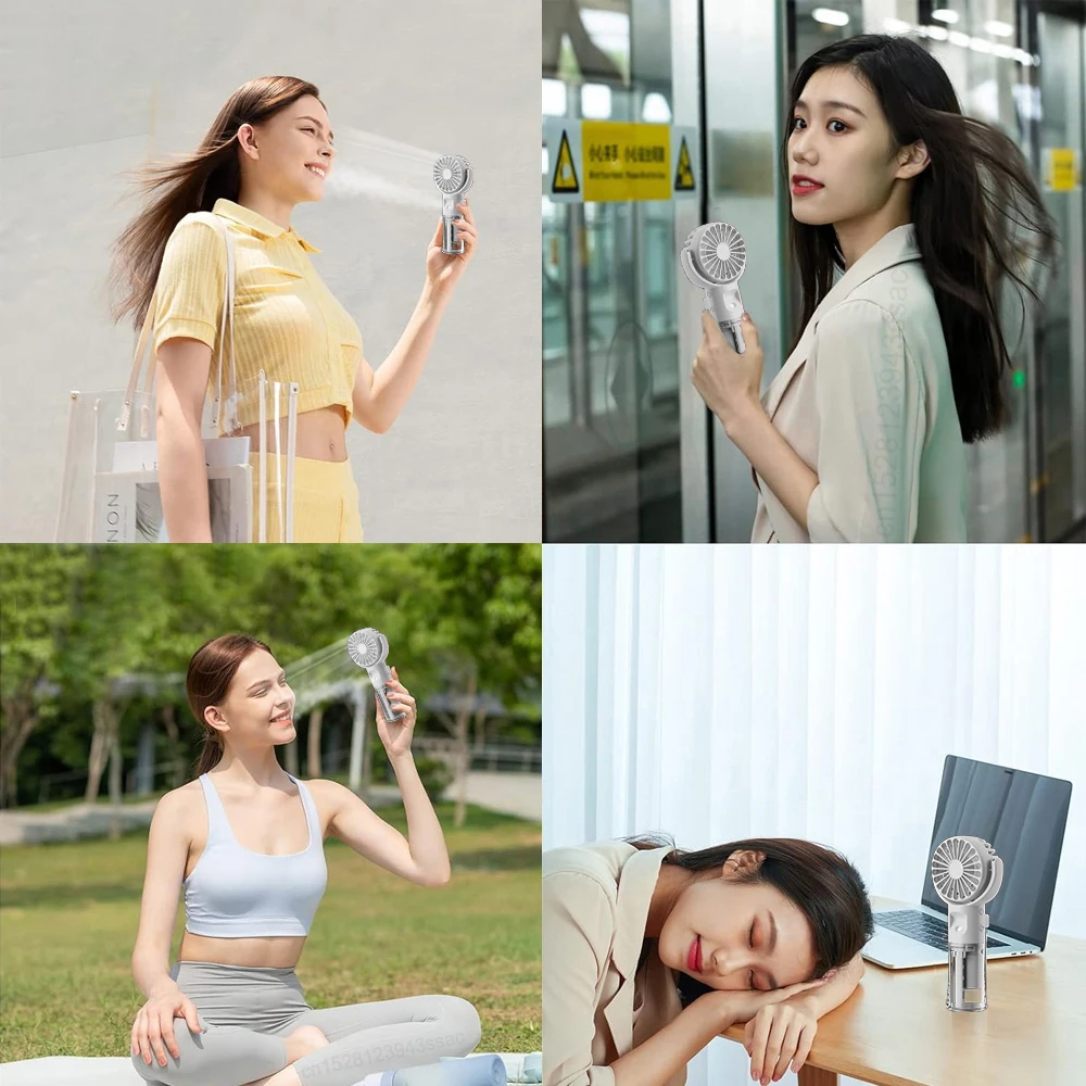 Mini Handheld Humidifier Fan Portable Mist Fan USB Rechargeable Battery Fast Charging Water Spray Hand Fan with Humidifier