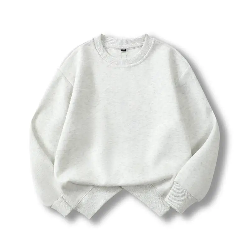 

Новый двусторонний свитер из здорового хлопка с круглым вырезом для мальчиков и девочек на весну и осень, свободный однотонный свитшот с длинными рукавами