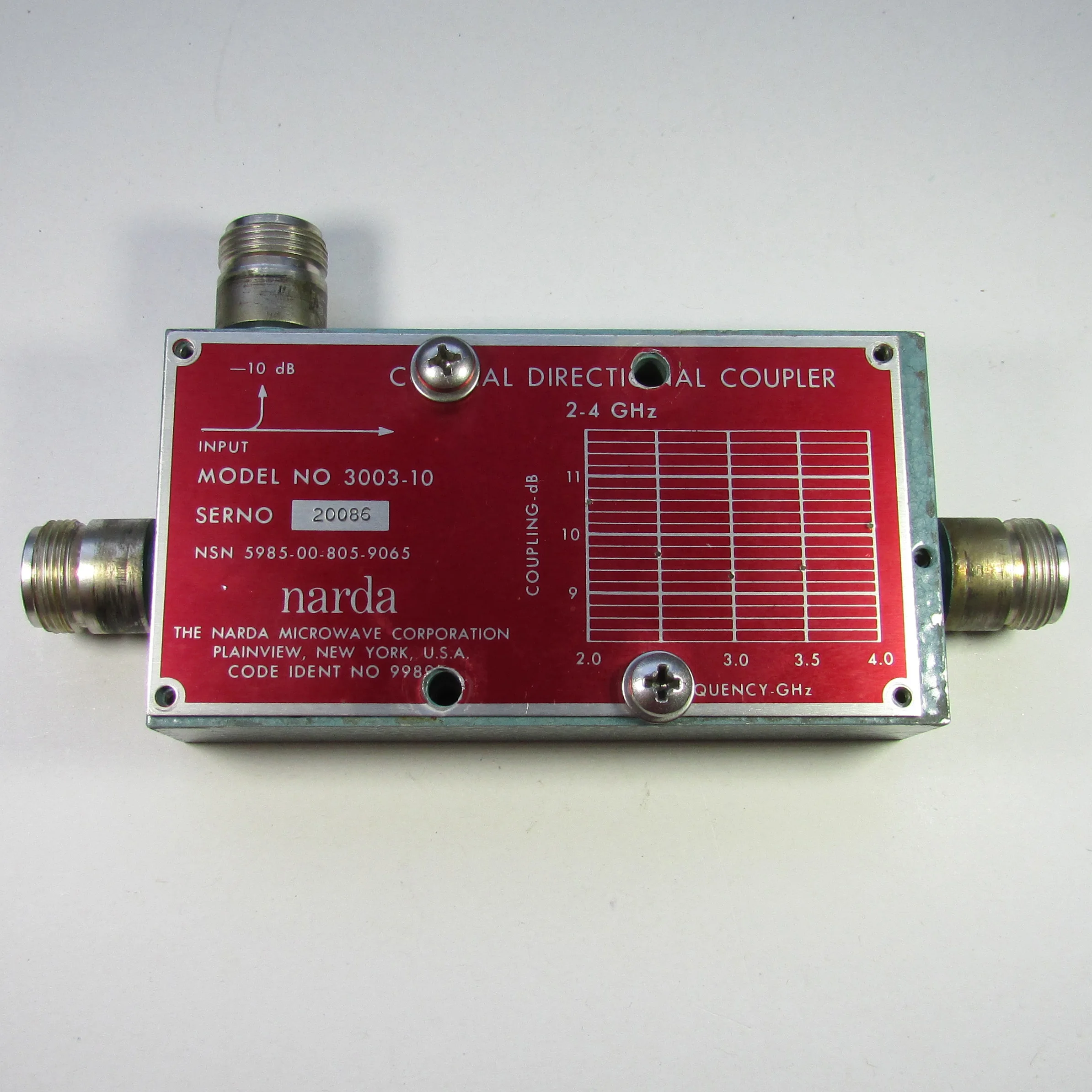 

3003-10 2-4ghz 10dB N-type High Power Directional Coupler