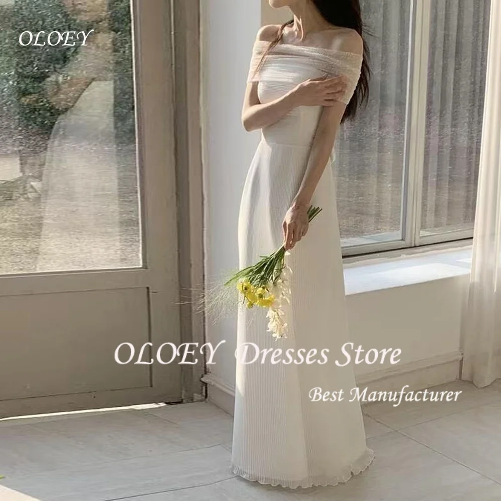 OLOEY シンプルなストラップレスマーメイドウェディングドレスドットボレロ韓国写真撮影プリーツフロアレングスブライダルドレスカスタマイズ