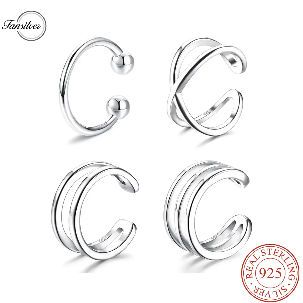 

Fansilver Cuff Earrings S925 Sterling Silver Non-Piercing Fake Earcuff Cartilage Earrings Conch Ear Clips for Women Ear Jewelry