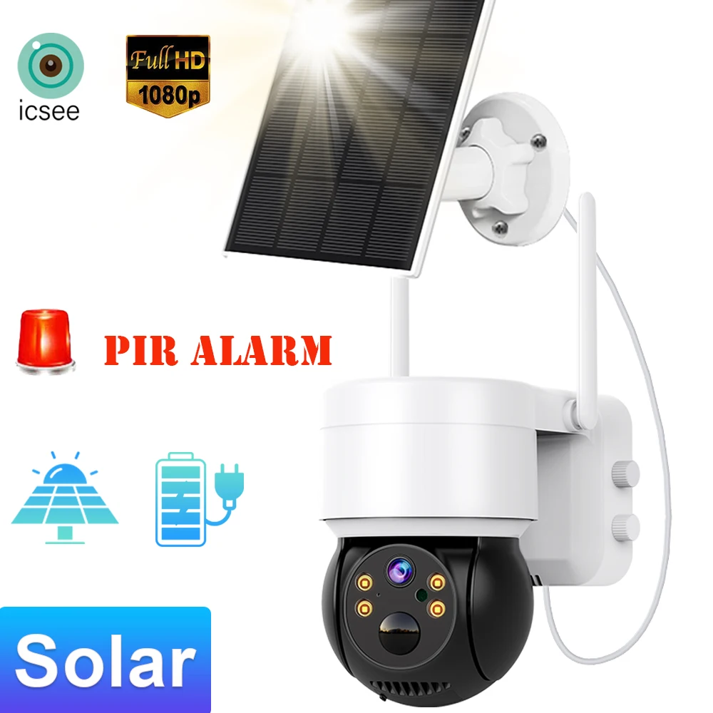 

Solar Camera Wifi Outdoor 1080P PIR Human Detection PTZ Wireless Surveillance IP Cameras With Solar Panel Recharge Battery