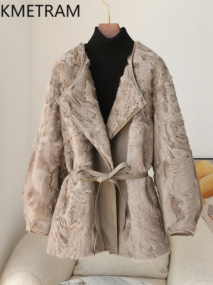 100% Natural Wool Sheepskin Double Faced Fur Coat Woman Luxury V-neck Real Fur Jacket Women Winter Clothes 2025 шуба женская