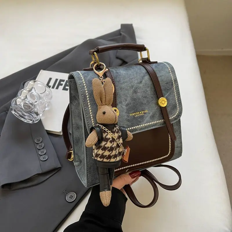 Sac à bandoulière en Denim à trois volets pour femmes, petit sac à dos de voyage, nouveau sac de court élégant 2025