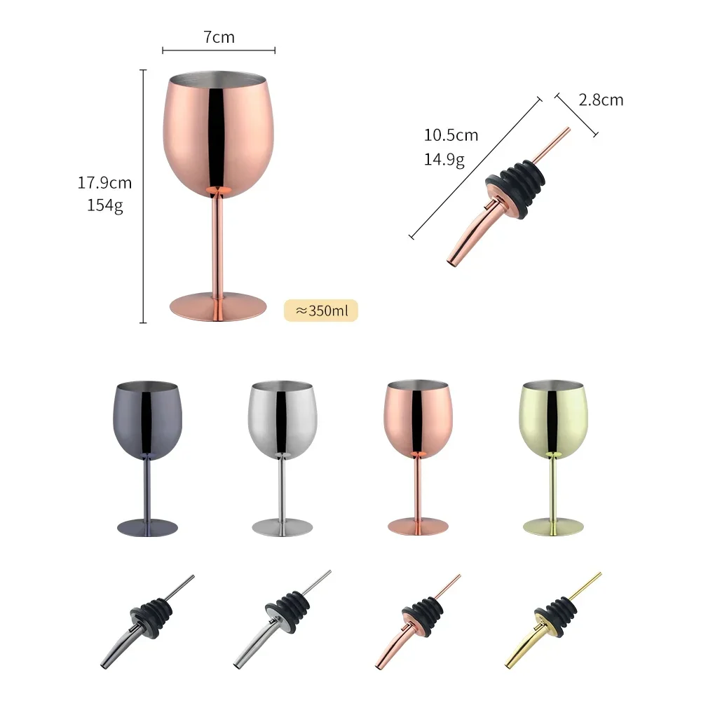 1-9PCS Stainless Steel Liquor Spouts Bottle Dispenser Wine Bottle Stopper With Goblet Champagne Cup Wine Cocktail Glass for Bar