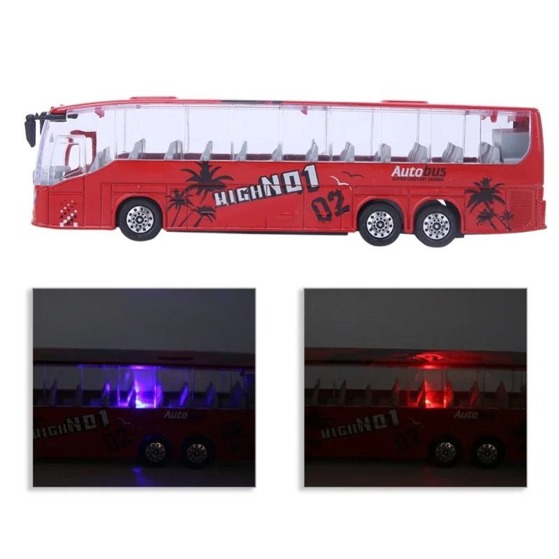 1:50 Simulatie Transit Bus Model Speelgoed Legering Trek Bus Speelgoed Met Licht En Muziek Voor Kinderen (Rood)