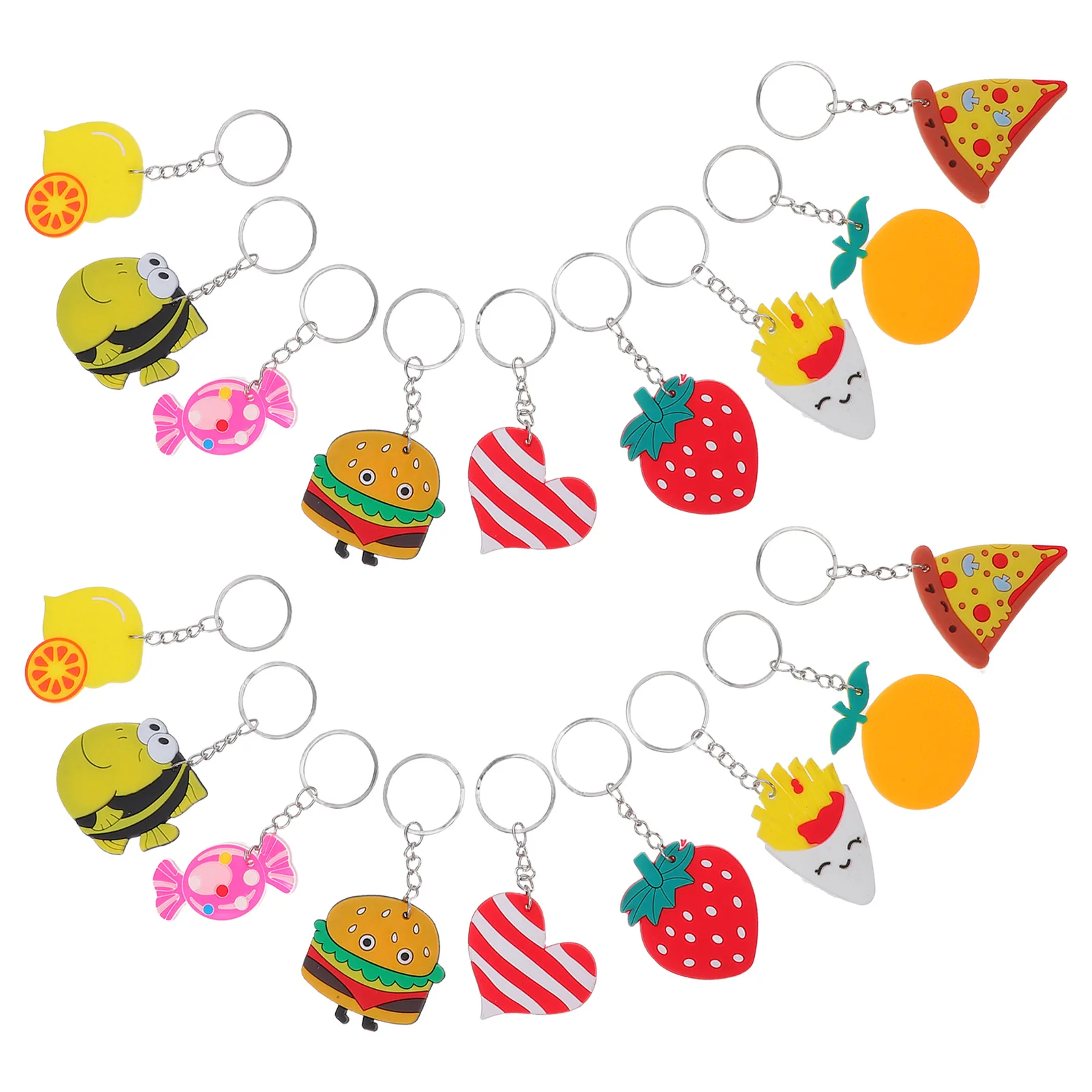 

18Pcs Cartoon Keychain Candy Hamburger Fruit Fake Food Party Favor Classroom Store Prizes Goody Bag Stuffers