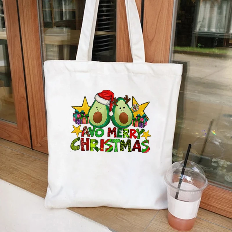 Merry Christmas Women\'s Handbags Shopping Shopper Bag Canvas Teen Student Funny Christmas Party Tote Bag Women Men Shoulder Bag