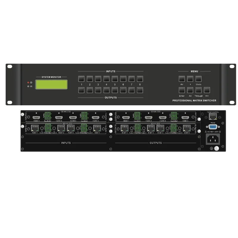 MAX0808 8-channel HD hybrid matrix for hd video conference system matrix support CVBS YPbPr VGA DVI HDM1 3G/HD/SD-SDI hdcp EDID