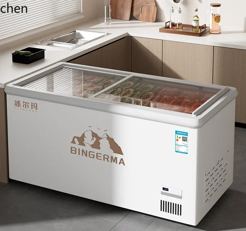 cc25 Large Capacity Freezer Refrigerator Refrigerated Display Cabinet Fresh-keeping and Frozen Dual-purpose Glass Horizontal