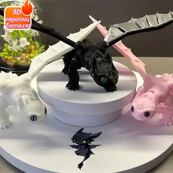 18/28 cm 3D Gedruckt Schwarz Und Weiß Drachen Spielzeug Anime Cartoon Spielzeug Rosa Zahnlos Action Figur Kreative Modell ornament Kinder Geschenk