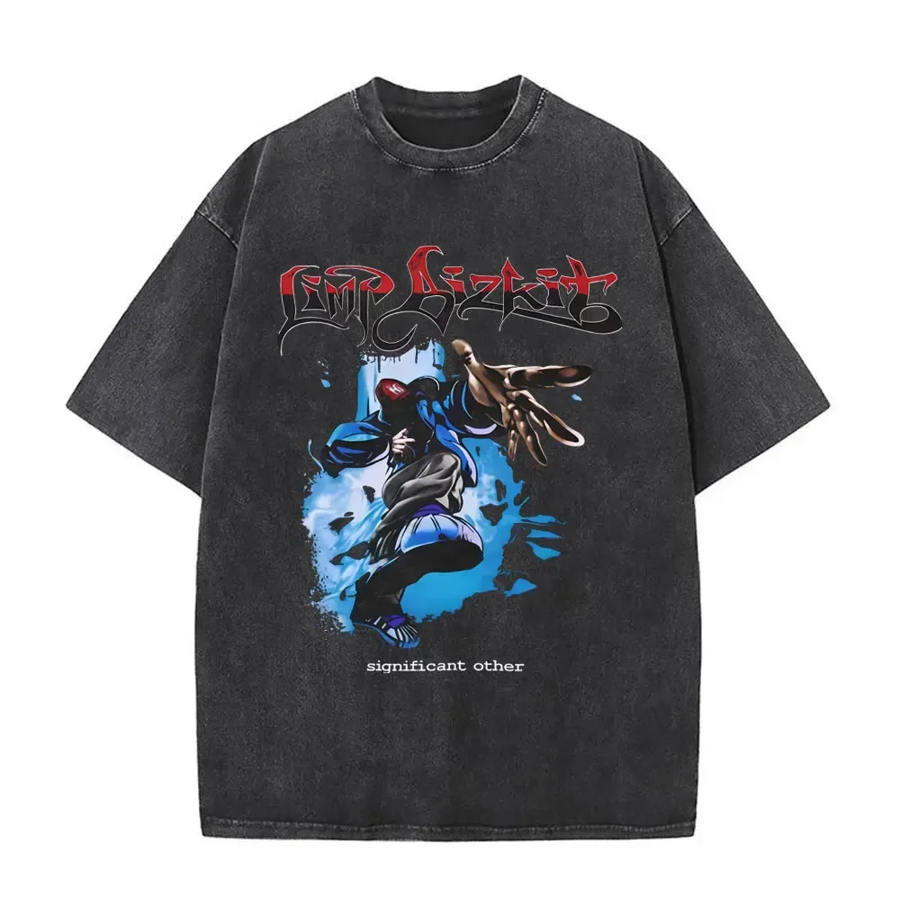 

New Washed Vintage Rock Band Limp Bizkit Graphic T-Shirt Arrival Mens Clothes Tee Shirt Homme Graphic TShirts Men Tshirt for Men
