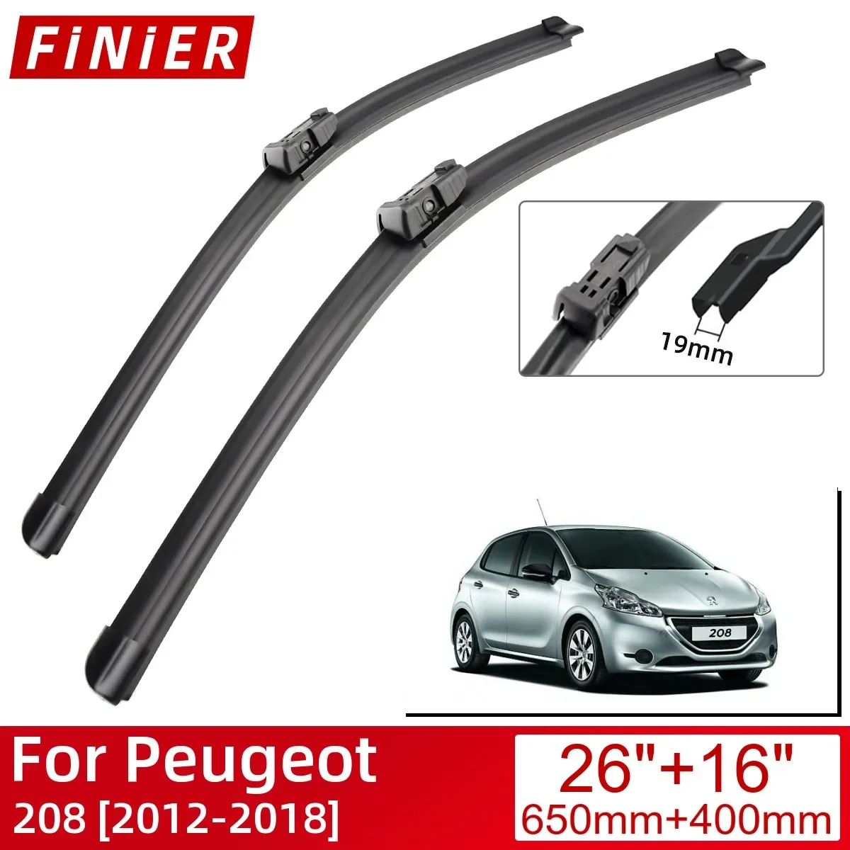 

For Peugeot 208 2012-2018 Car Accessories Front Windscreen Wiper Blade Brushes Wipers 2018 2017 2016 2015 2014