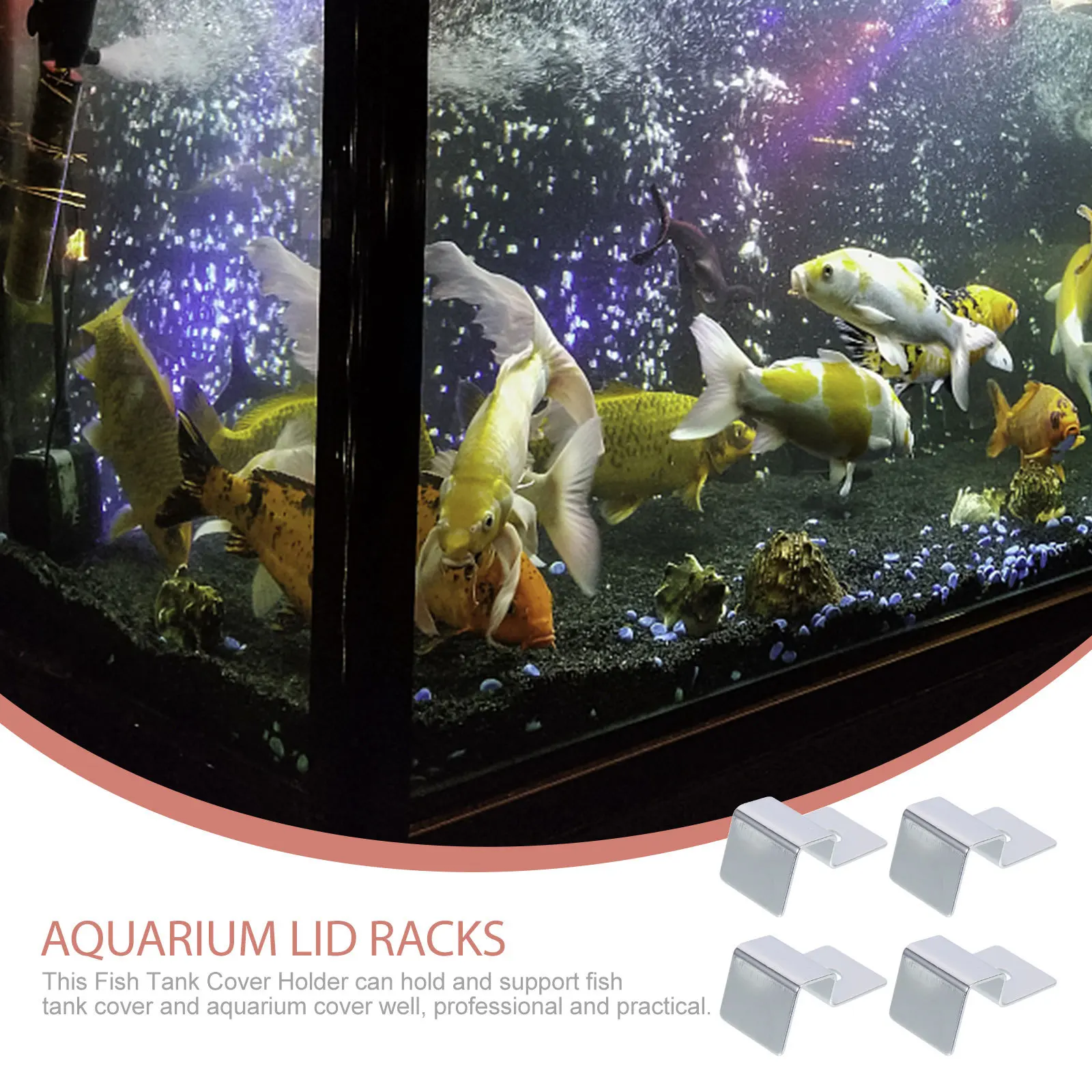 

4Pcs Aquarium Lid Holders Stainless Steel Fish Tank Cover Supports Glass Cover Clips Sturdy Fish Tank Accessory