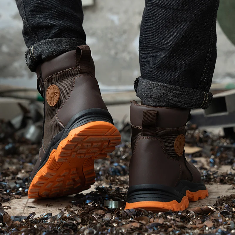 Waterproof Men\'s Safety Work Boots Steel Toe Shoes Anti Impact And Anti-Puncture Outdoor Adventure Hiking Boots Non Slip Boots