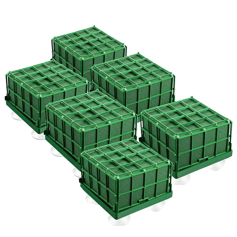 6Pcs Floral Foam Cage Flower Holder with Floral Foam and Suction Cup for Wedding Table Centerpiece Floral Arrangement-A23R