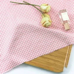 145x50/100cm Pink Plaid Pure Cotton Fabric For Women's Dresses, Shirts, Tablecloths, Home Decoration Handmade DIY Fabric TJ7400