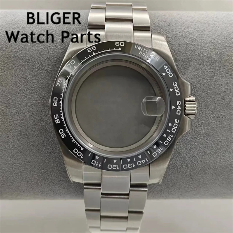 

BLIGER 40mm watch case sapphire glass ceramic bezel fit NH35 NH36 NH34 ETA2824 2836 PT5000 Seagull ST2130 movement