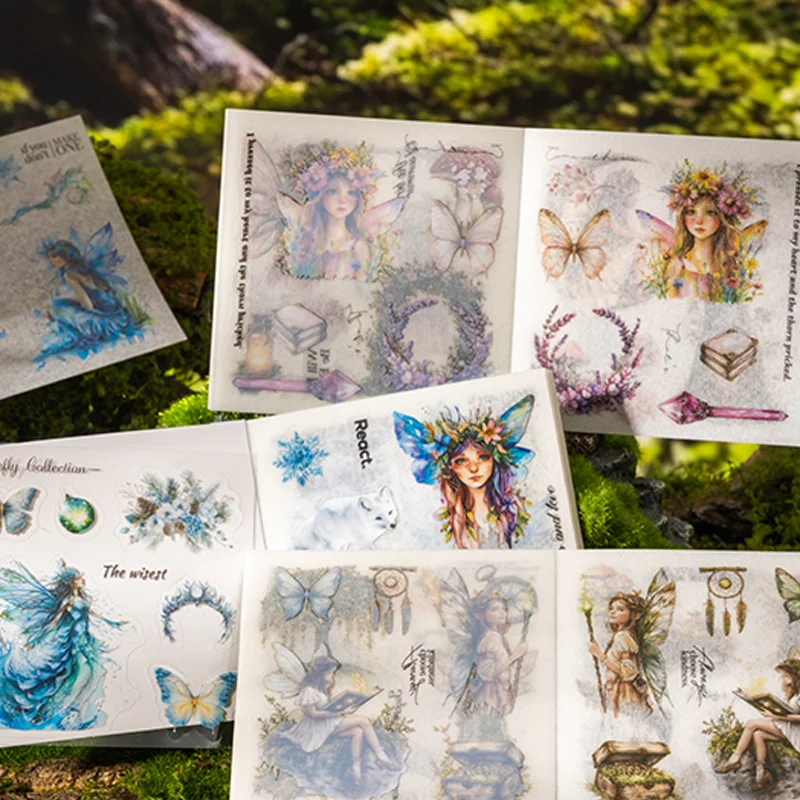 Mr.Paper 20PCS/Bag Forest Fairy Pattern Sticker Dual-Material Die-Cut Sticker for Handbook Scrapbook Diary Decoration Stationery