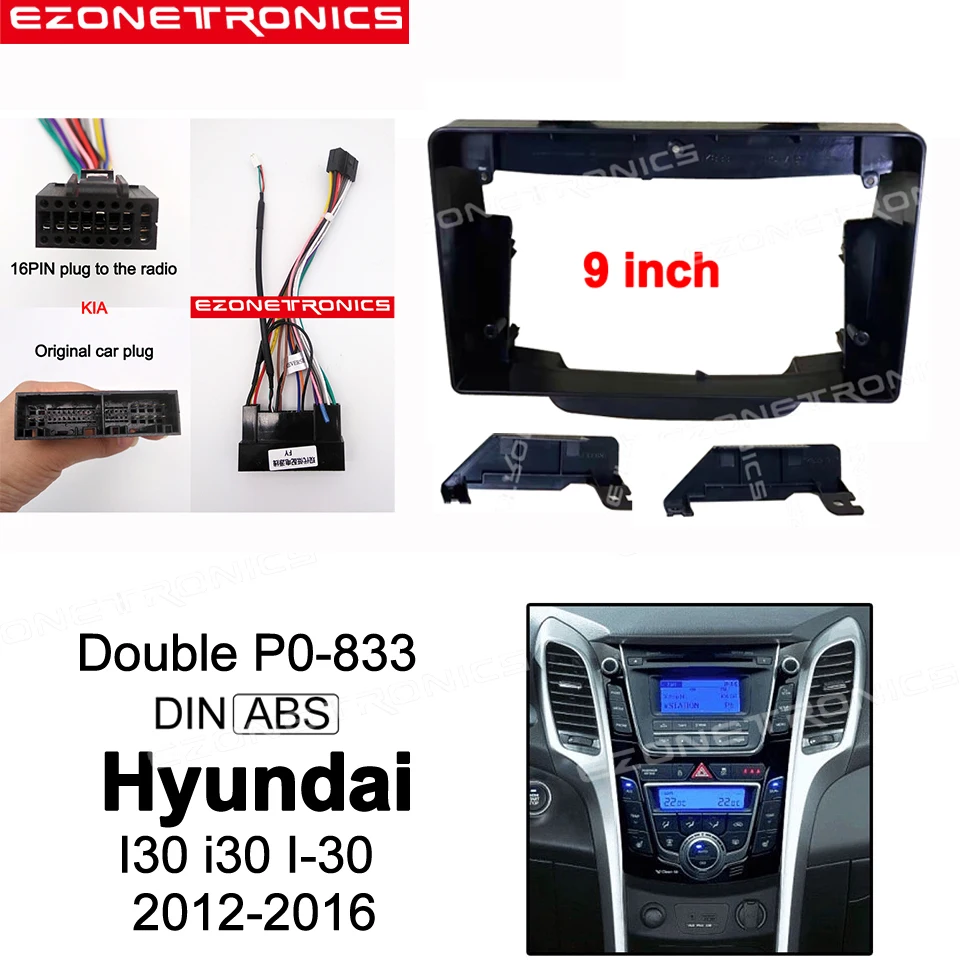 

9 Inch 2/1din Car Radio Fascia For HYUNDAI I-30 i30 2012-2016 Double Din Car Dvd Frame Adaptor Panel In-dash Mount Installation