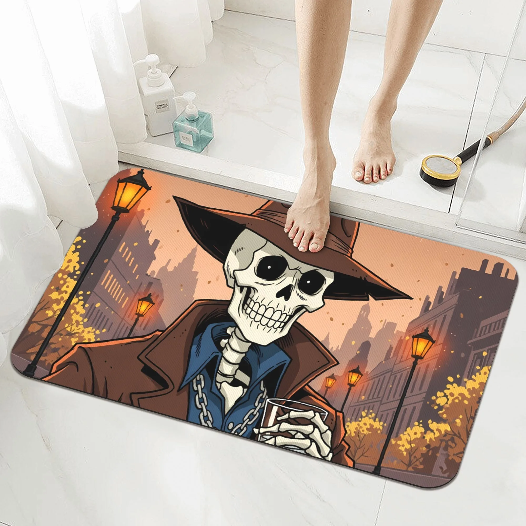 

1PC Halloween Pattern Kitchen Rug Non-Slip Door Mat Pop design Bathroom Rug Bath Mat Carpet for Home Sink Laundry Decor