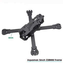 Fai da te Aquaman 5 pollici 238MM T6 cornice Quadcoper con braccio di ricambio da 6mm Mini Drone Kit telaio fotocamera in fibra di carbonio