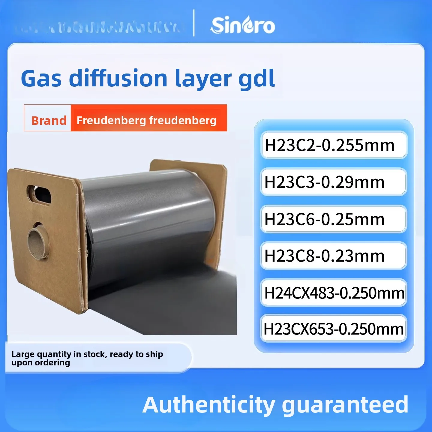 

Freudenberg Fuel Cell Gas Diffusion Layer Carbon Paper H24CX483 H23C2 H23C8