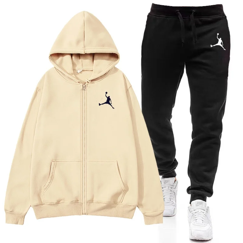 New Fashion Tracksuit 2024 Men Zip Hoodie+Pants Sets Clothing Men Gym Clothing Running Jogger Men\'S Tracksuit Winter Suit Sports