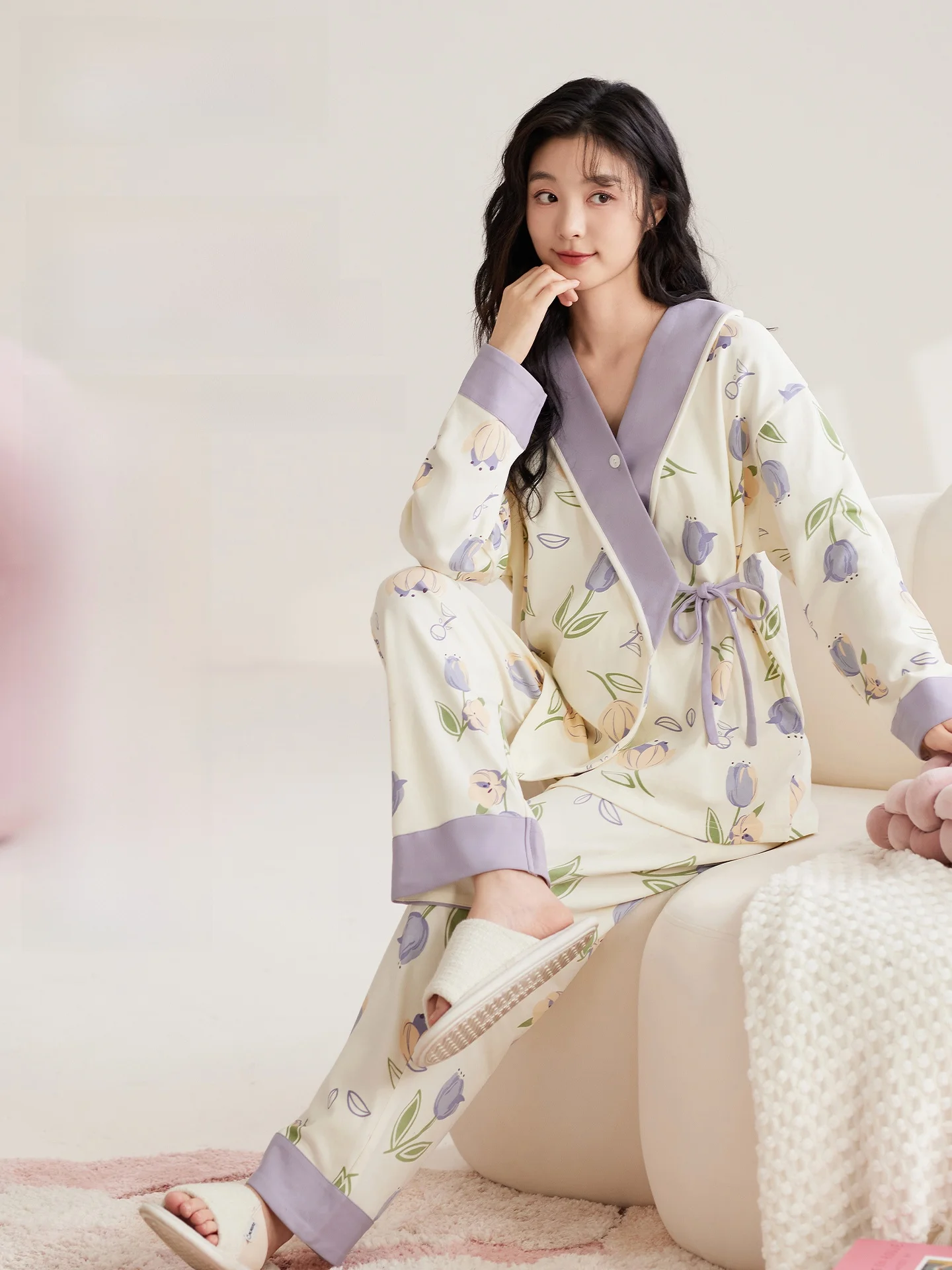 summer-thin-maternity-nightgown-nursing-sleepwear-home-clothes-for-pregnant-women-with-side-slit-comfortable-breathable-long